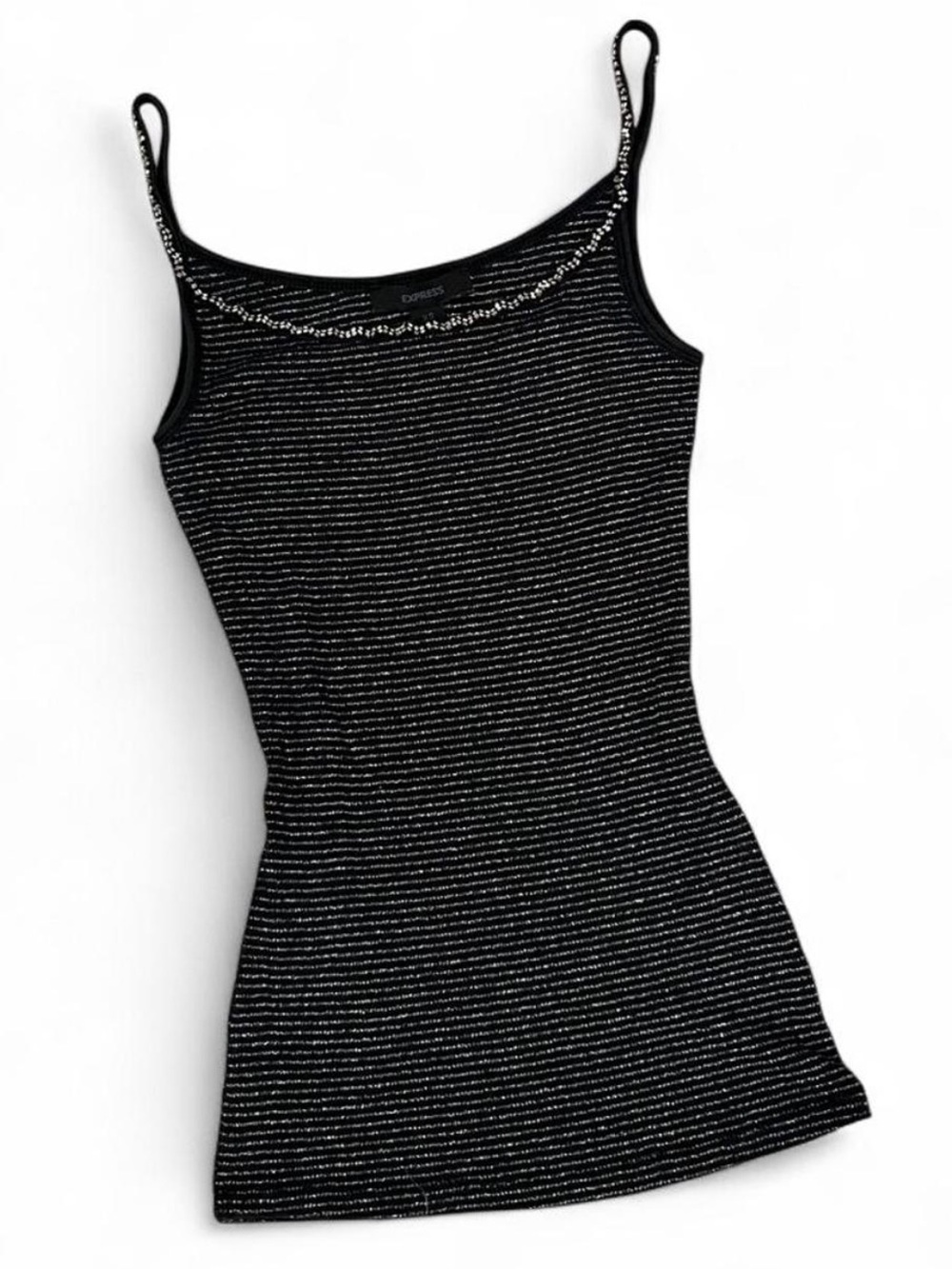 Express Sparkly Striped Beaded Tank